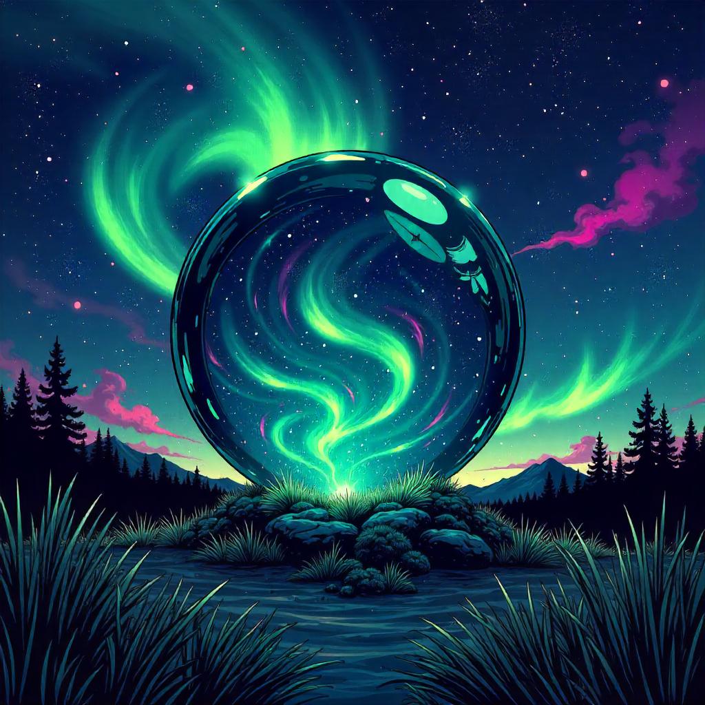 Crystal Ball in Aurora Fields - Comic Book Scene