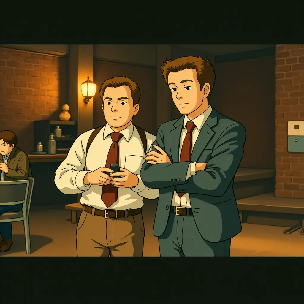 Liam Neeson and Paul Walter Hauser in The Naked Gun (2025) - Ghibli style