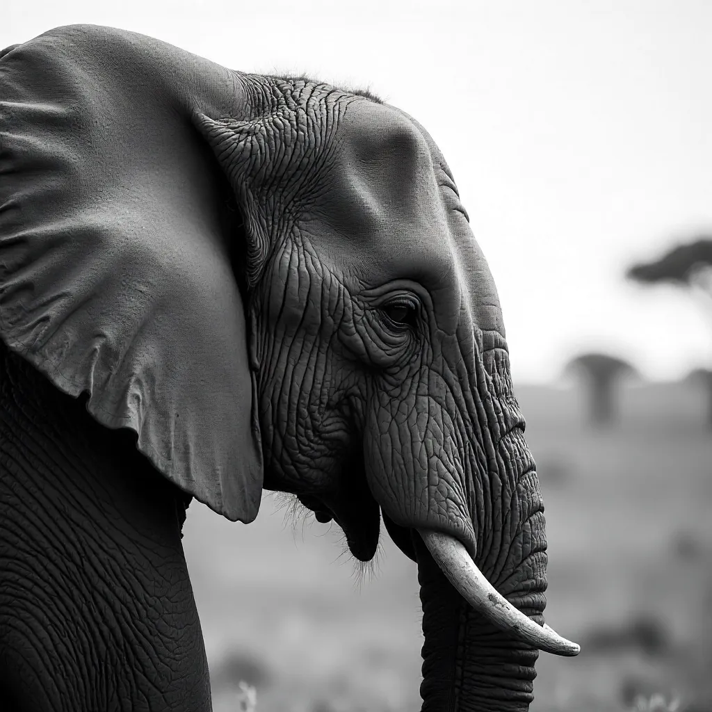 Close-Up Black-and-White Elephant in Arusha