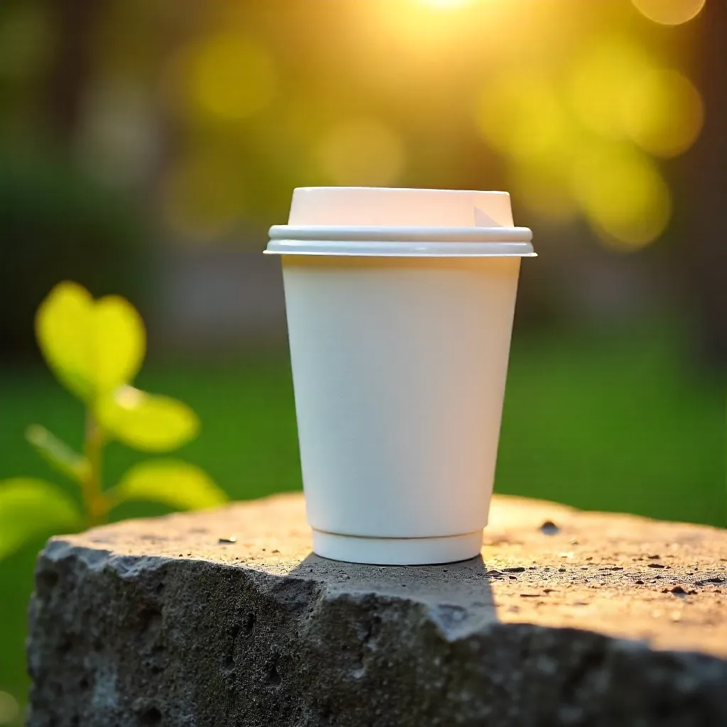Sunlit Stone Ledge with Disposable Cup