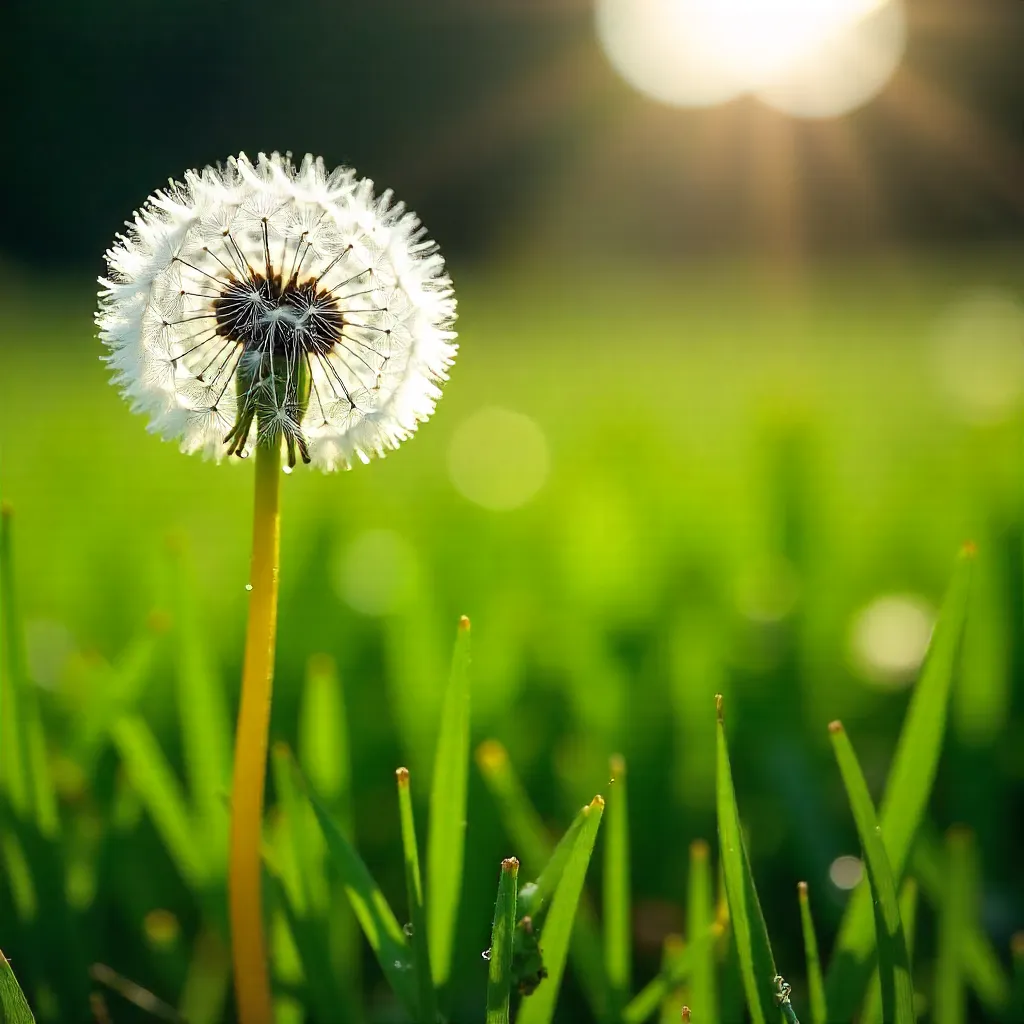Sunlit Close-Up: Dandelions in a Meadow