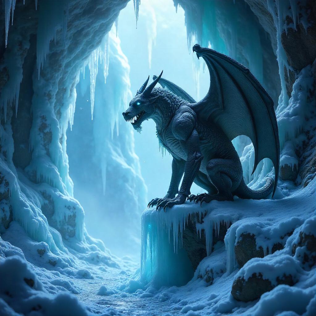 Gargoyle in an Ice Cave (Digital Art)