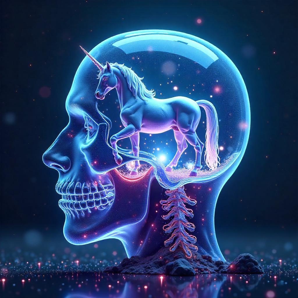 Dreaming Unicorn: A 3D Mindscape Render