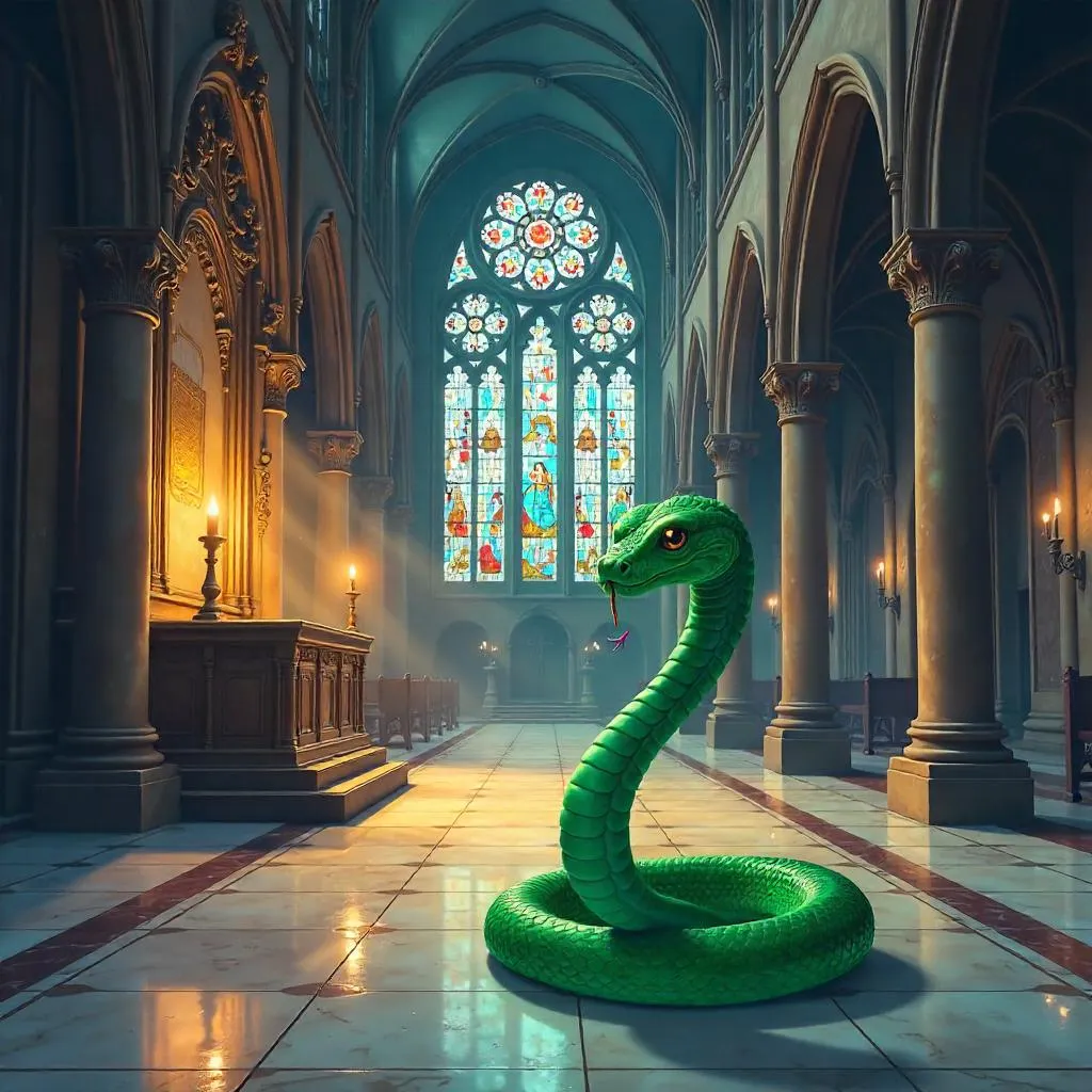An Anime Snake in a Gothic Cathedral