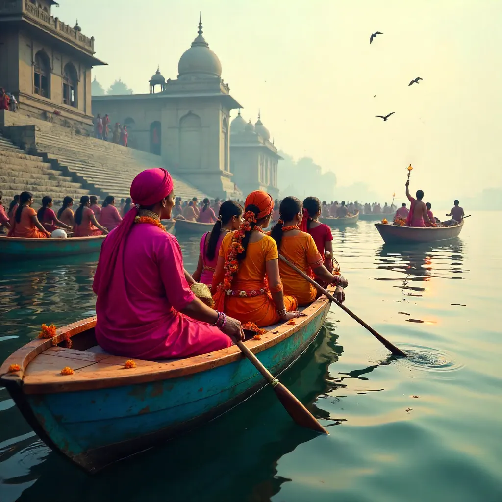 Vibrant Boats on the Ganges: Varanasi at Dawn