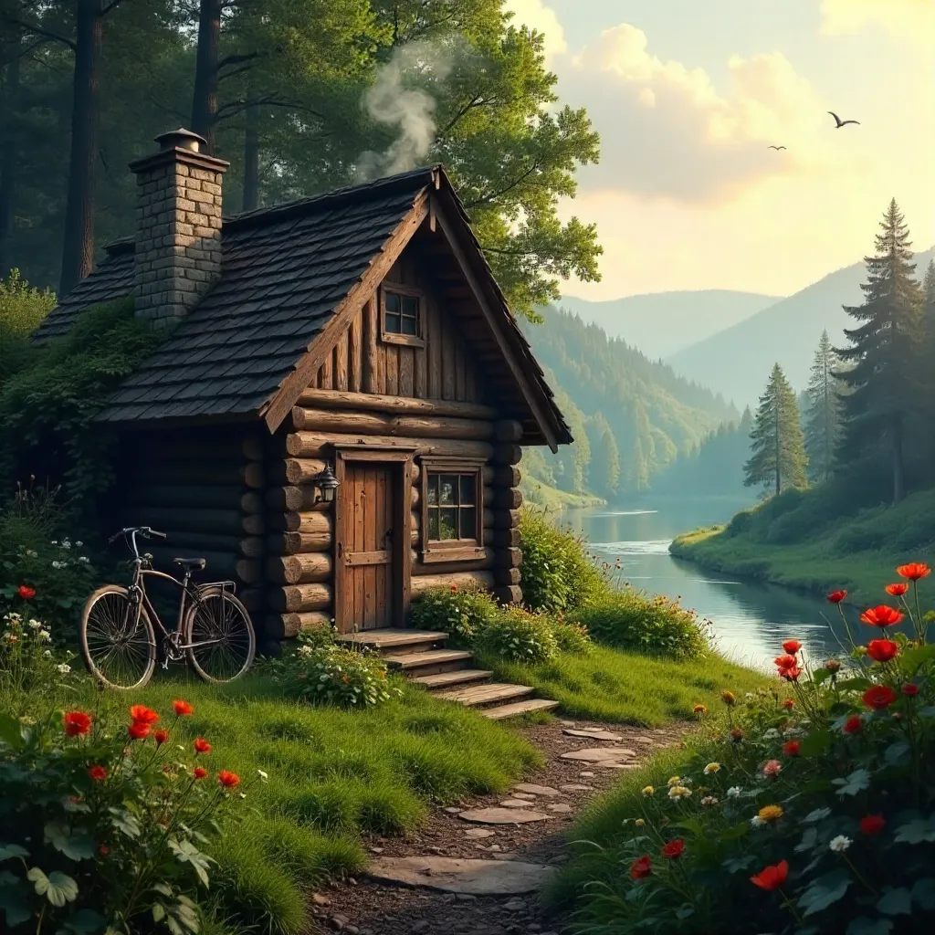 Rustic Wooden Cabin in a Hungarian Forest