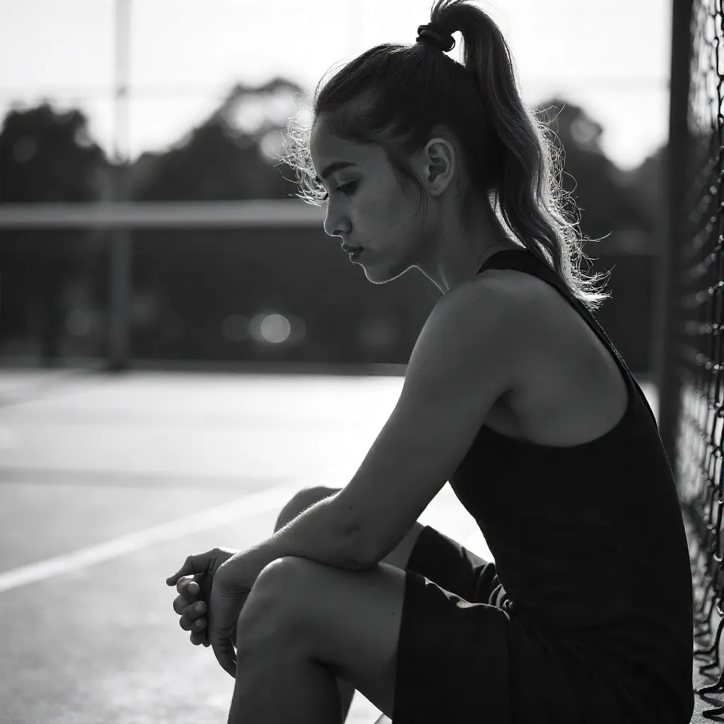 Contemplative Quiet: A Young Athlete on the Outdoor Court