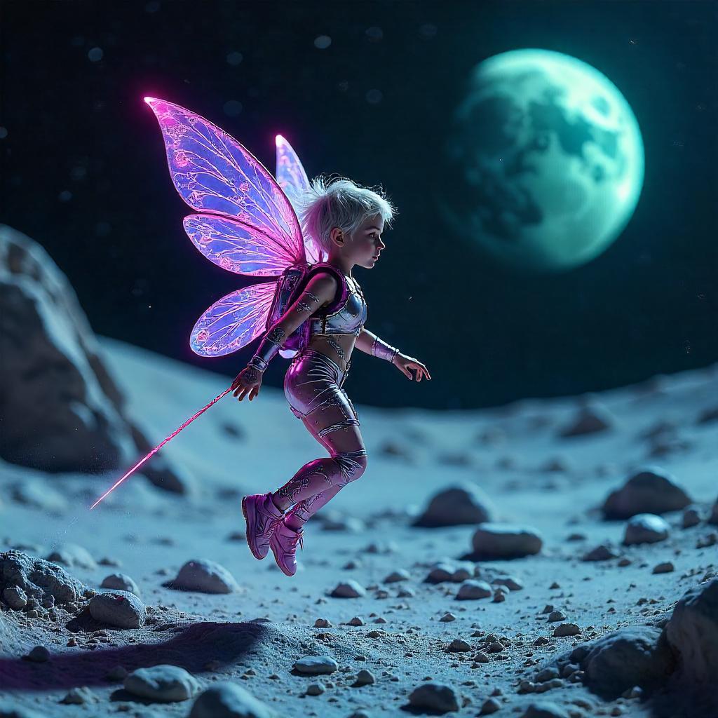 Moonlit Neon Pixie: Cyberpunk on the Moon