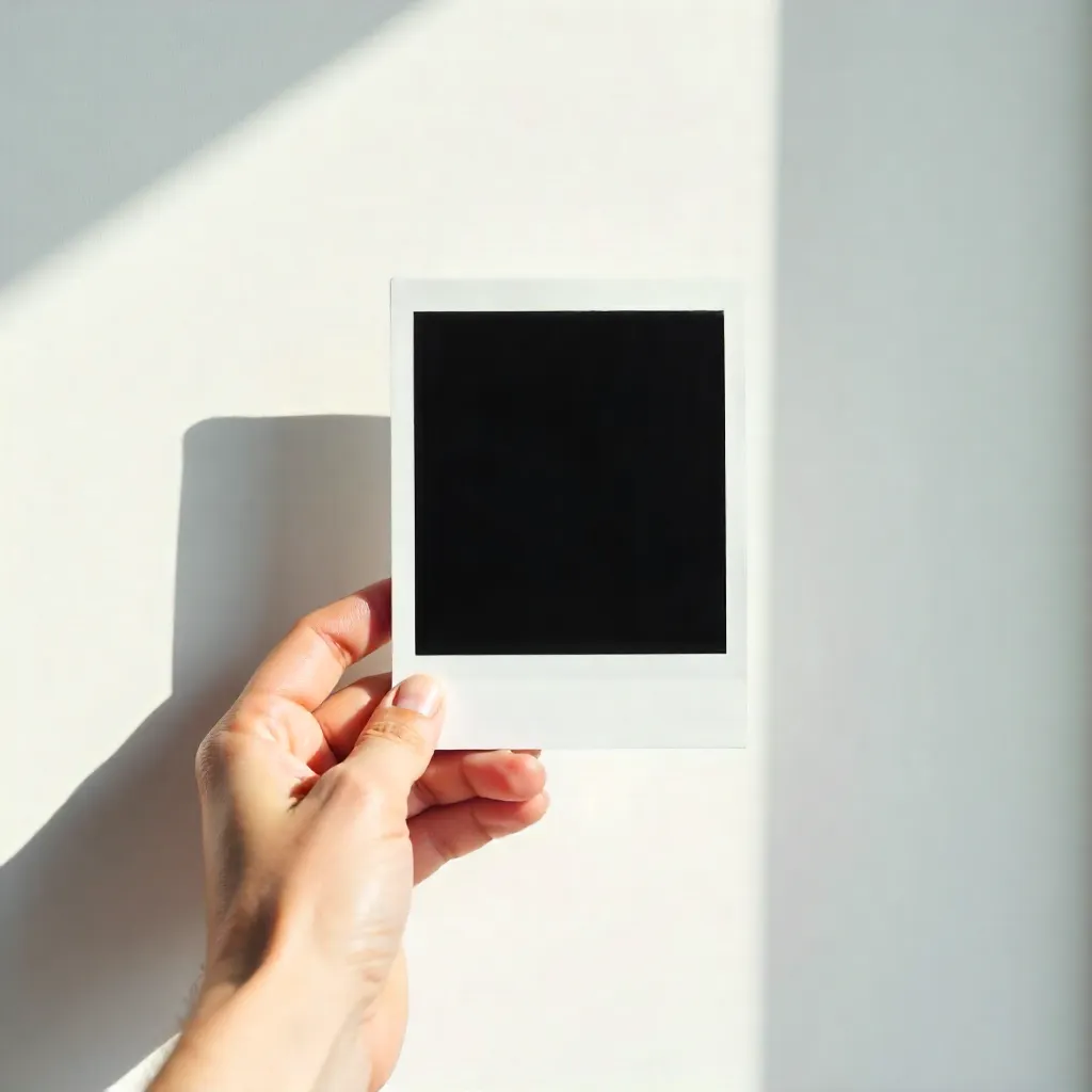 Minimalist Polaroid on a Shadowed White Wall