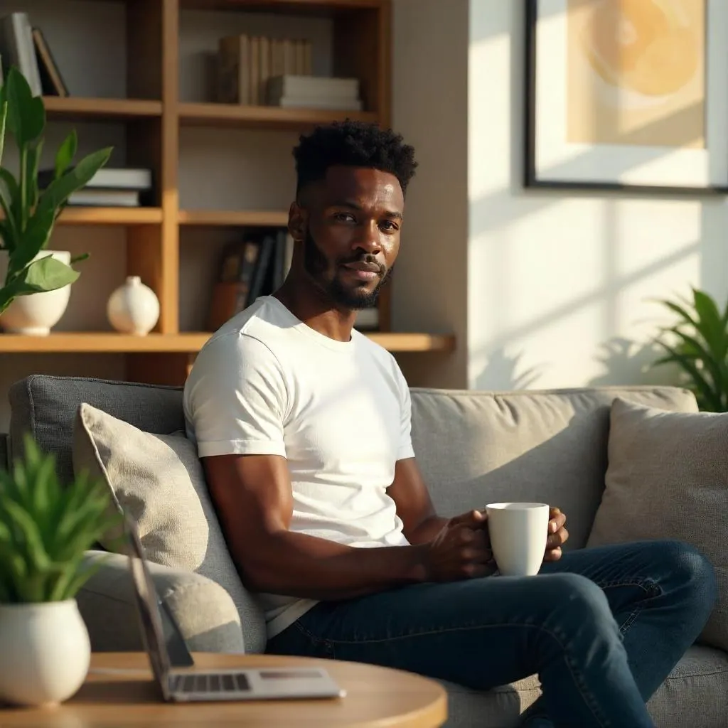 Photorealistic Portrait of a Young Black Man at Home