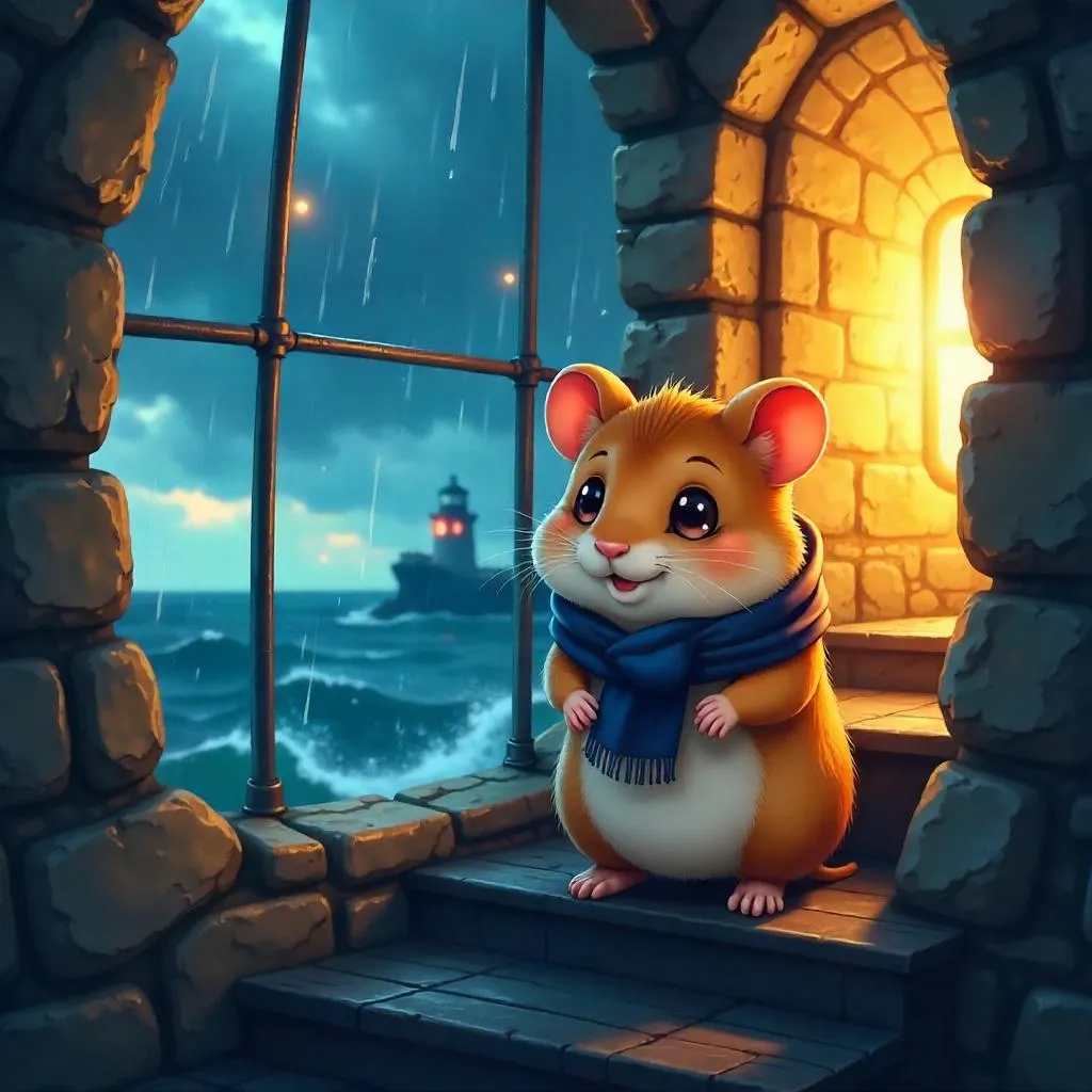 Hamster in an Anime Lighthouse Adventure