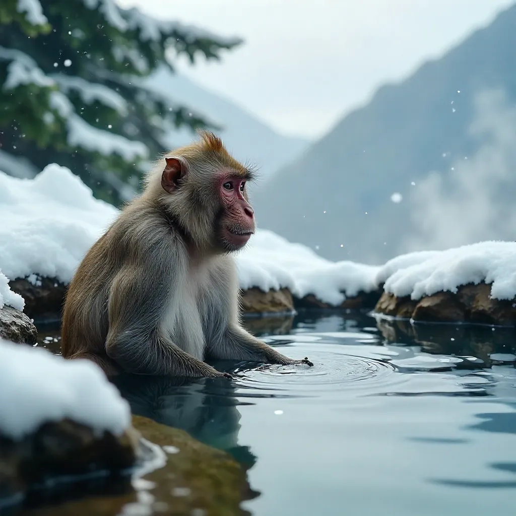 Snow Monkey in Yamanochi Nagano Hot Spring
