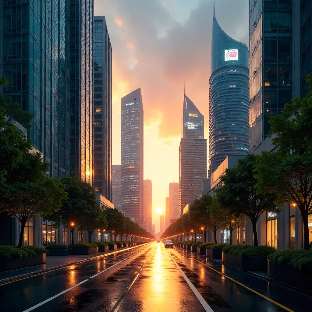 Silence Over Singapore's CBD: Empty Street Vista