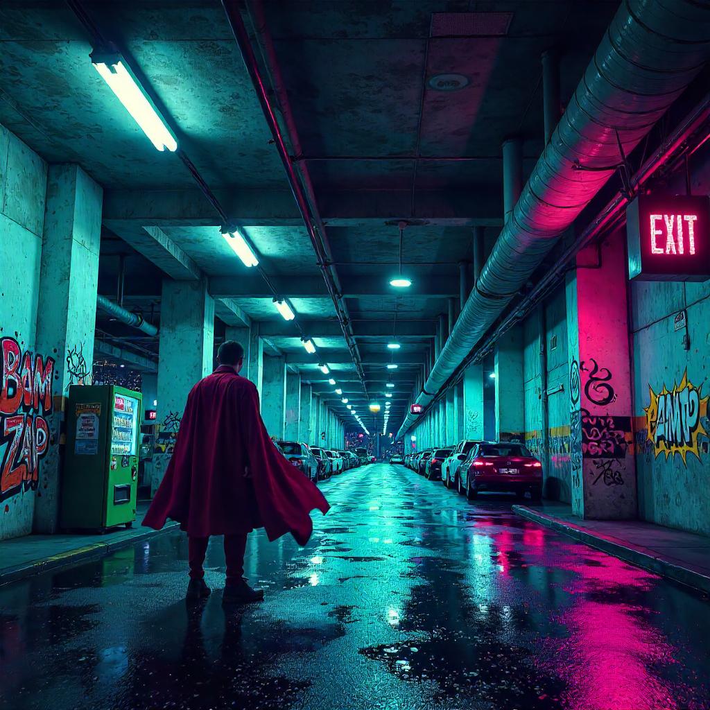 Neon City Fight in a Parking Garage