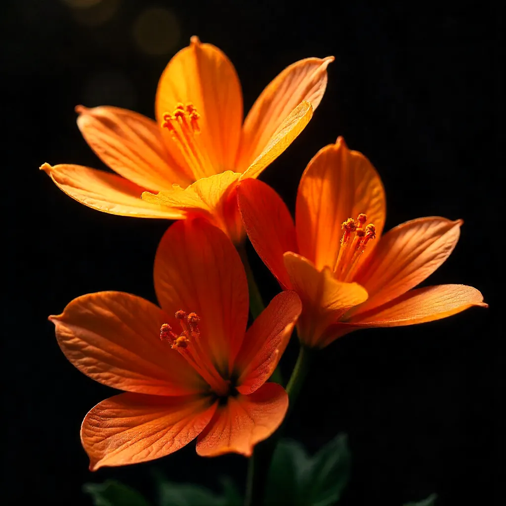 Vibrant Orange Florals Against a Dark Backdrop