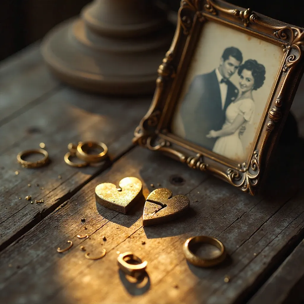 Broken Heart Jewelry and Photo on Weathered Wood