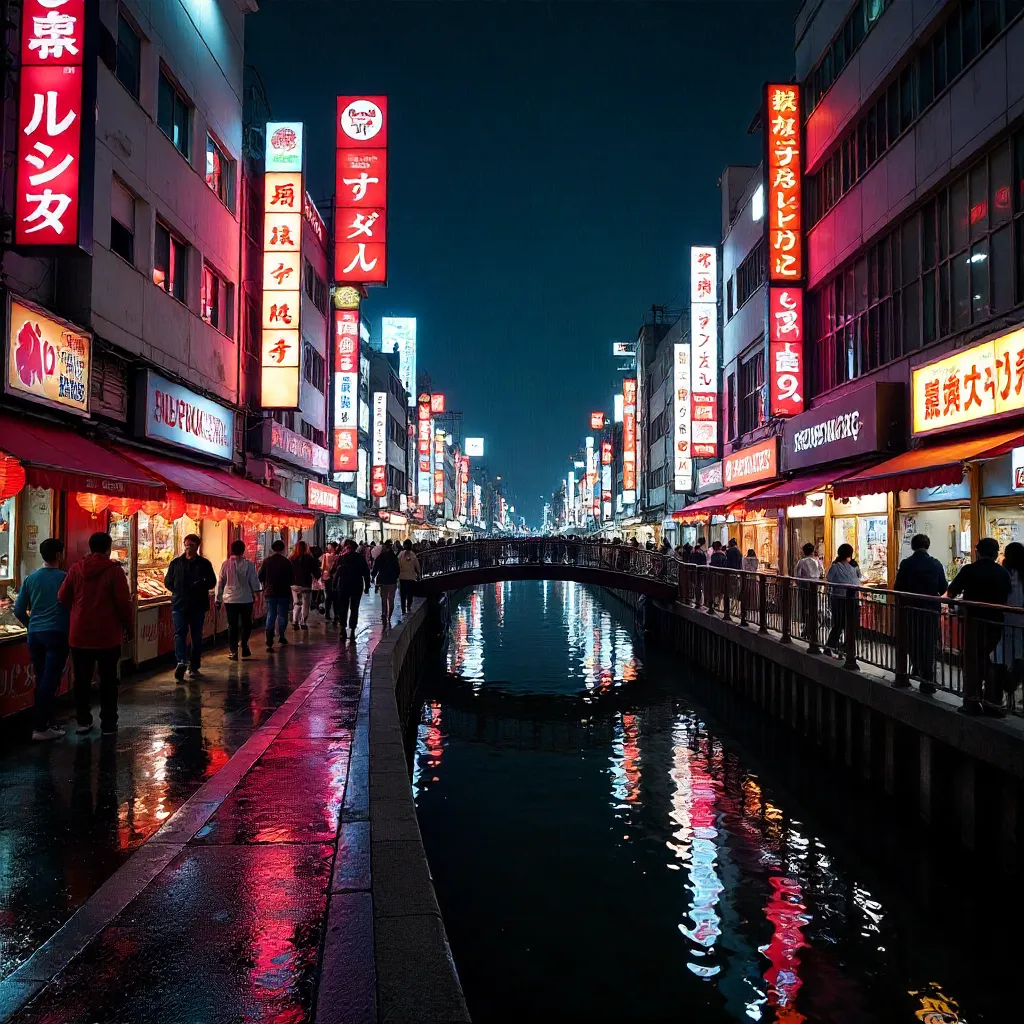 Neon Reflections over Dotonbori at Night, Osaka