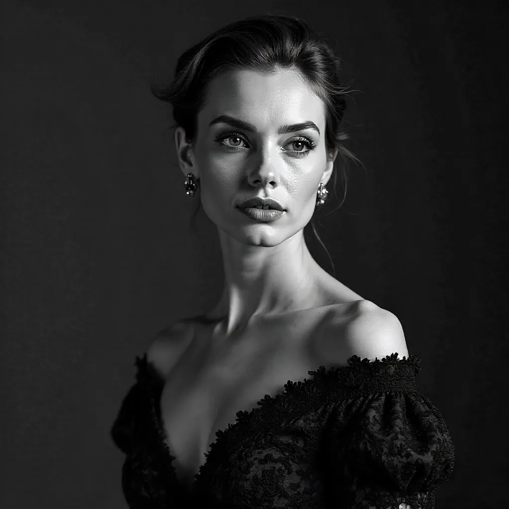 Elegance in Monochrome: Portrait of a Textured Dress
