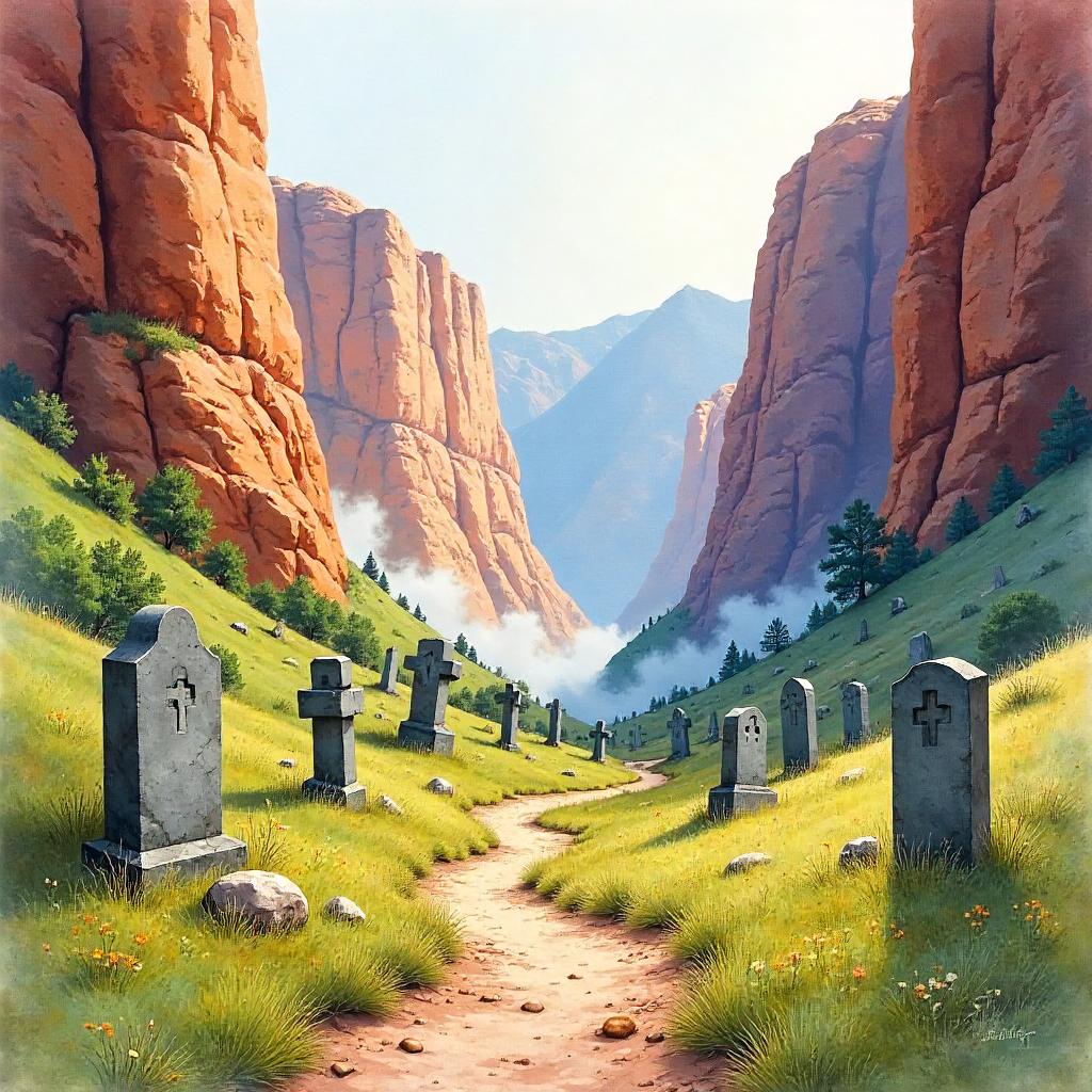 Watercolor Canyon in a Quiet Graveyard