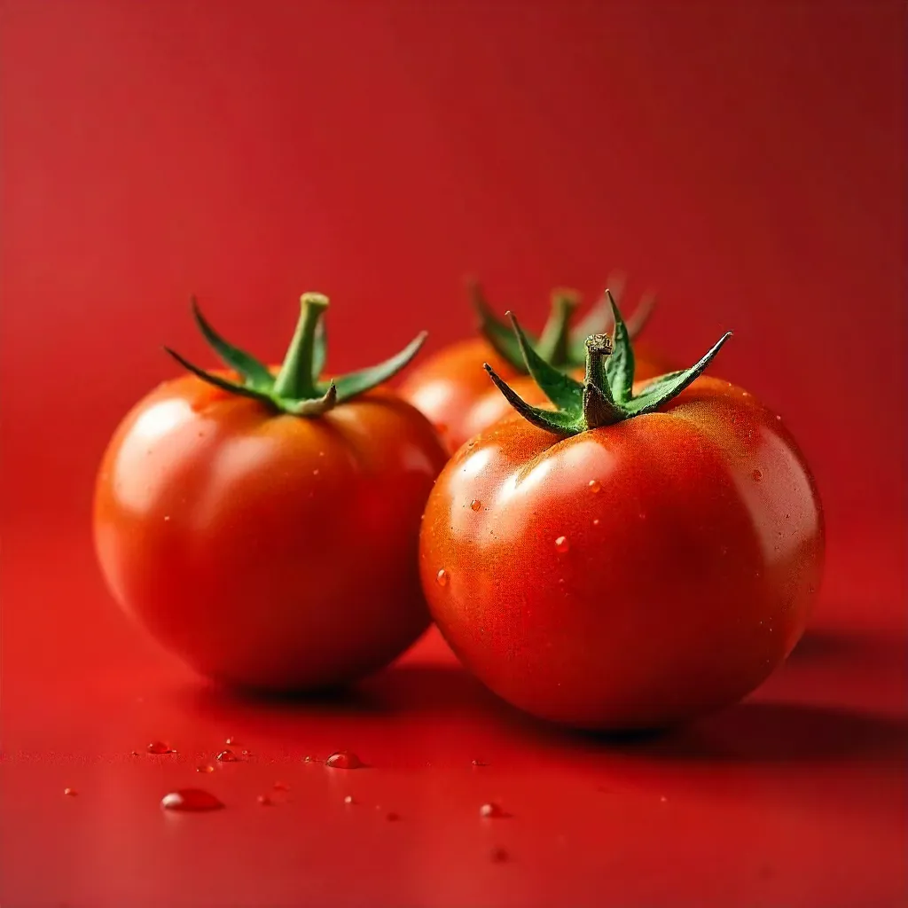 Crimson Tomatoes on a Red Backdrop