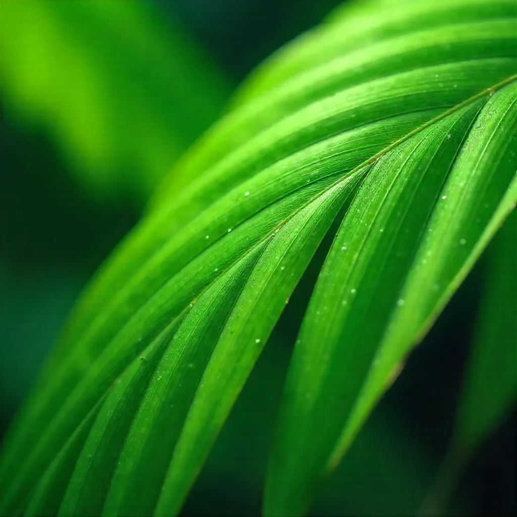 Macro Close-Up: Vibrant Palm Leaf Texture