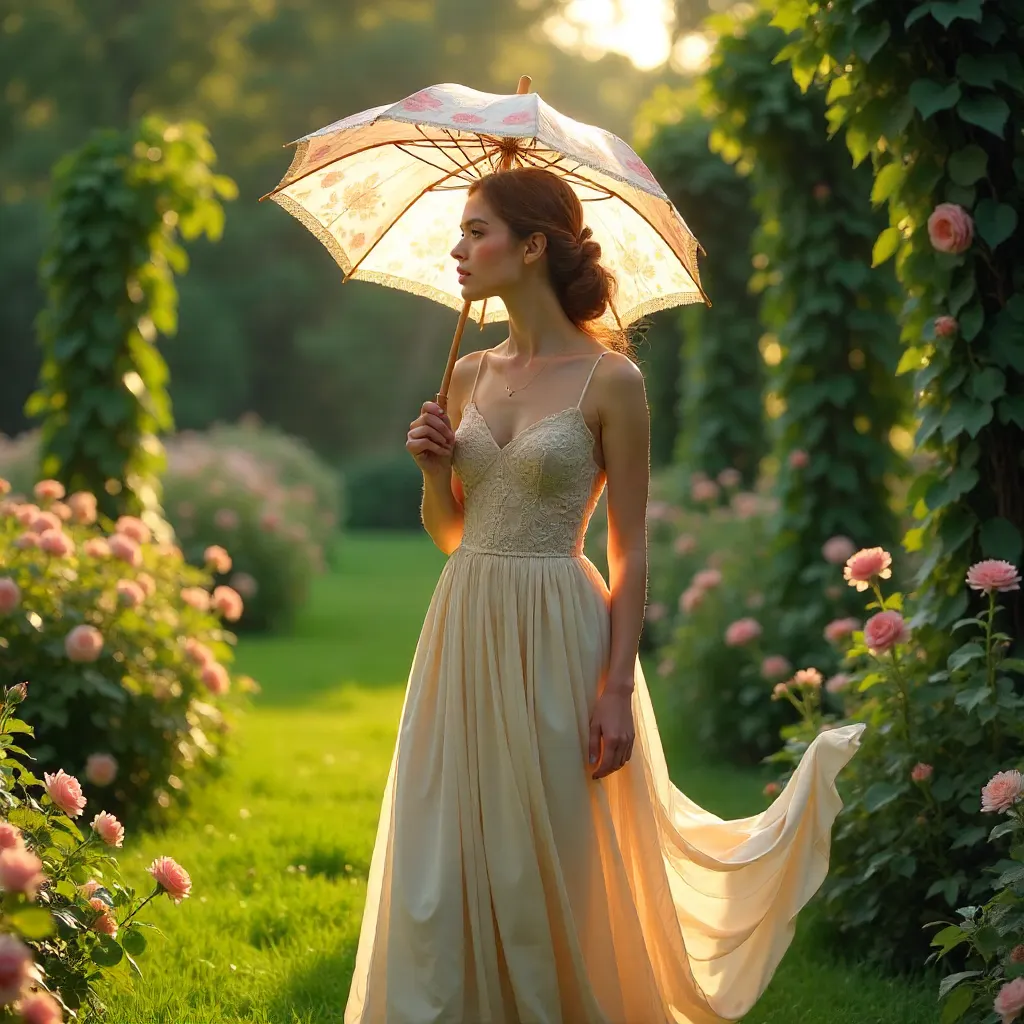 Romantic Vintage Garden Parasol Portrait