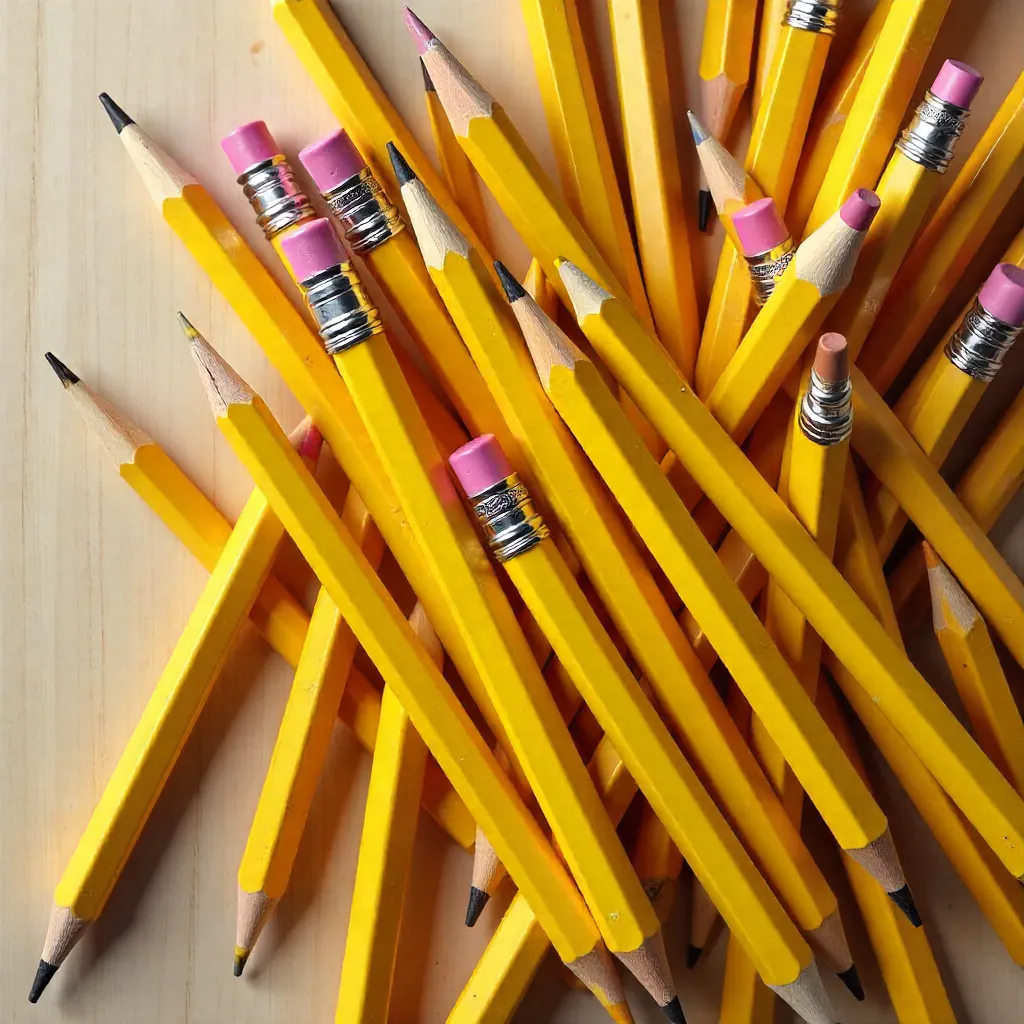 Overhead Pile of Traditional Yellow Pencils