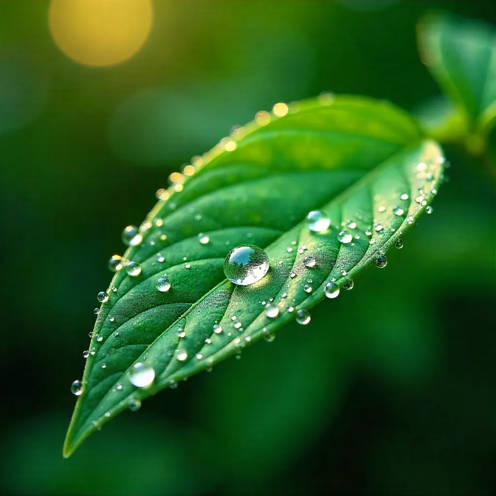 Dew-Kissed Leaves: Macro Nature Details