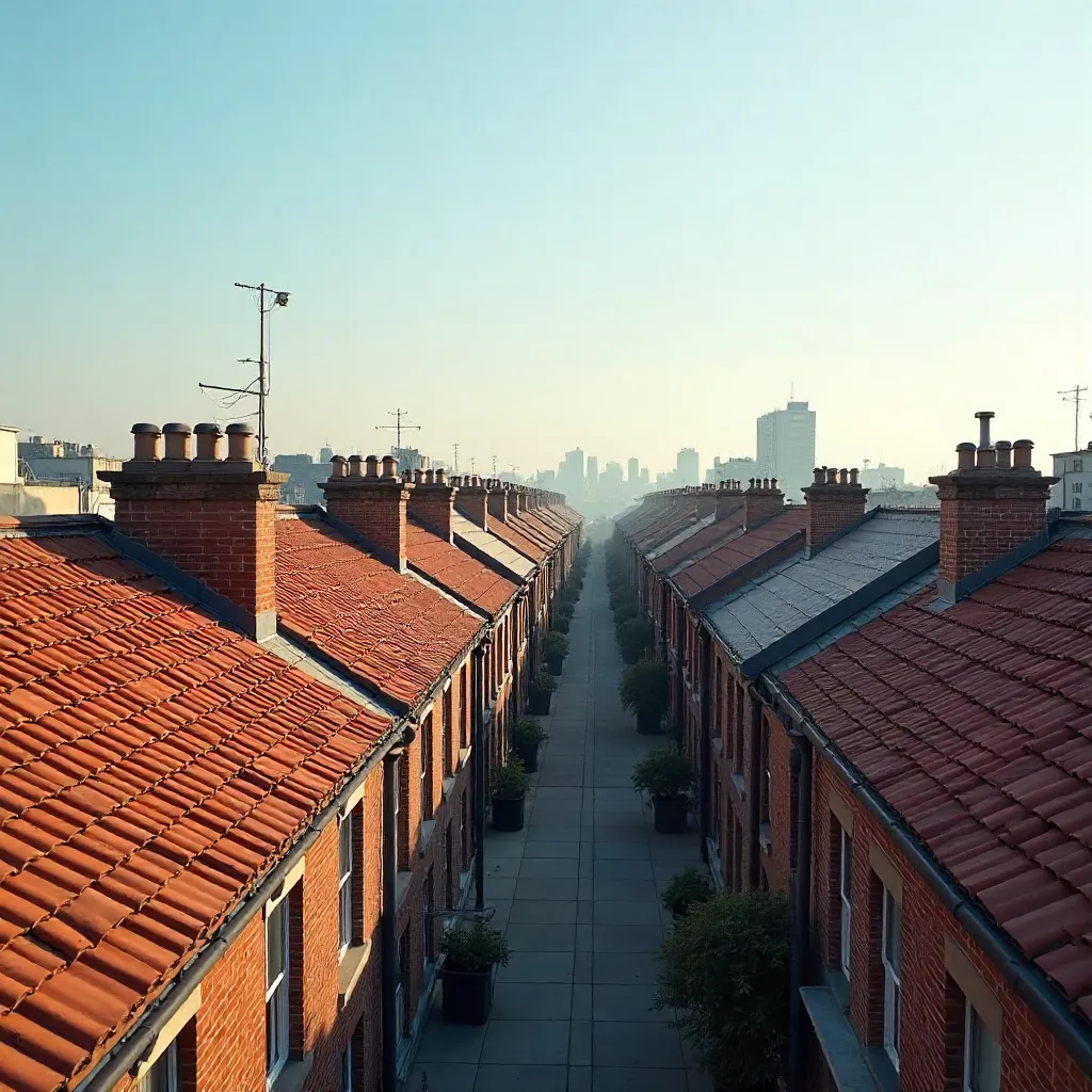 Serene Rooftops Beneath a Golden Afternoon Sky