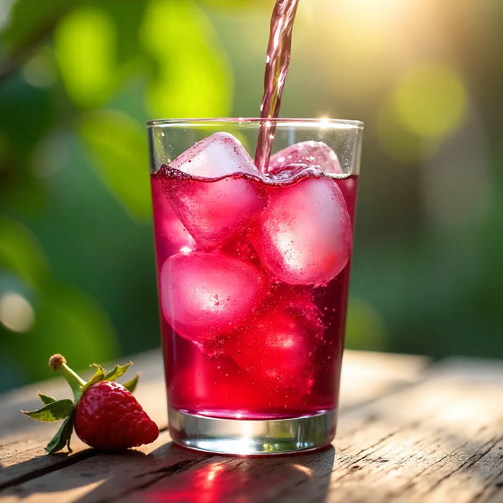 Vibrant Hibiscus Tea Pour Over Ice in Clear Glass