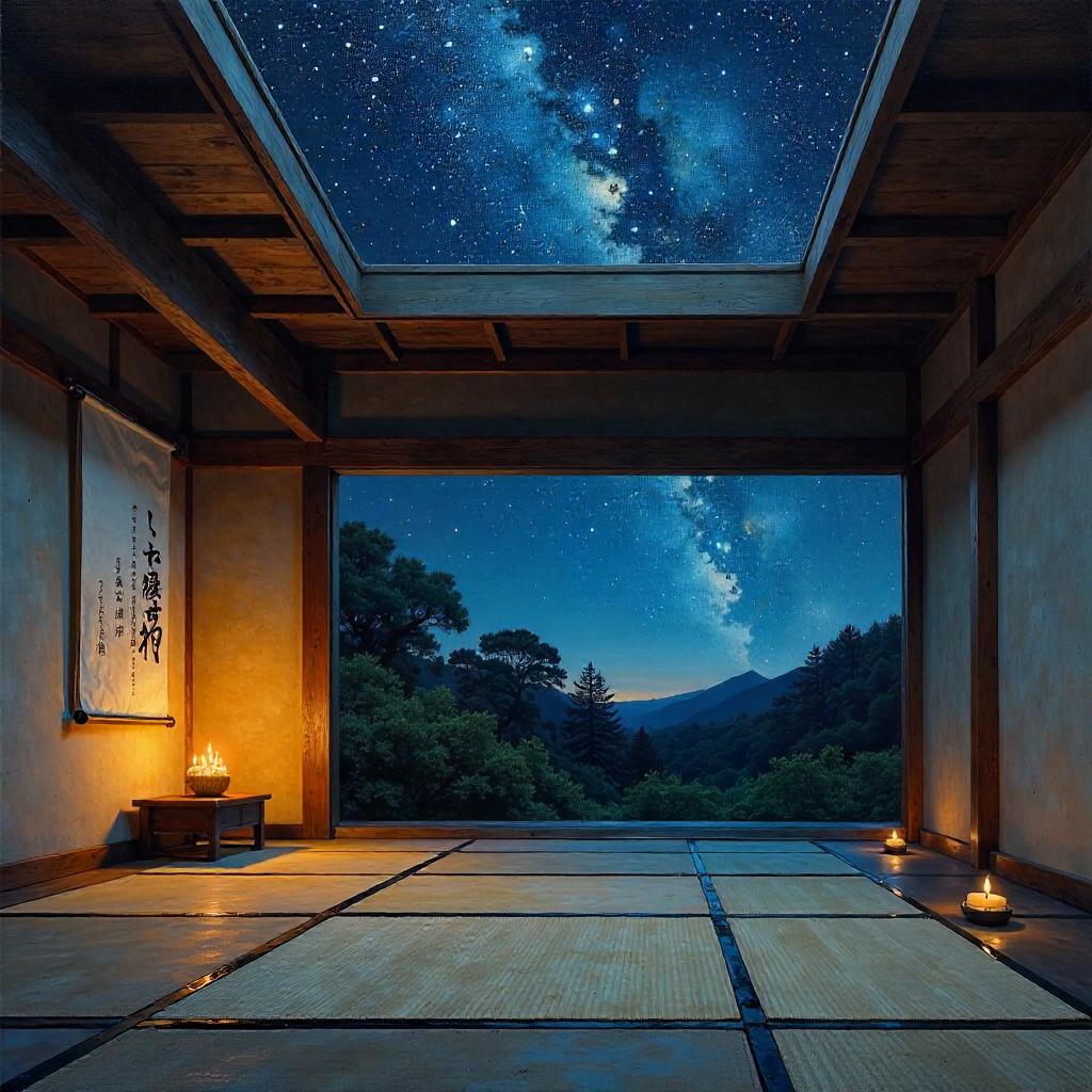 Constellations in a Zen Temple: An Oil Painting