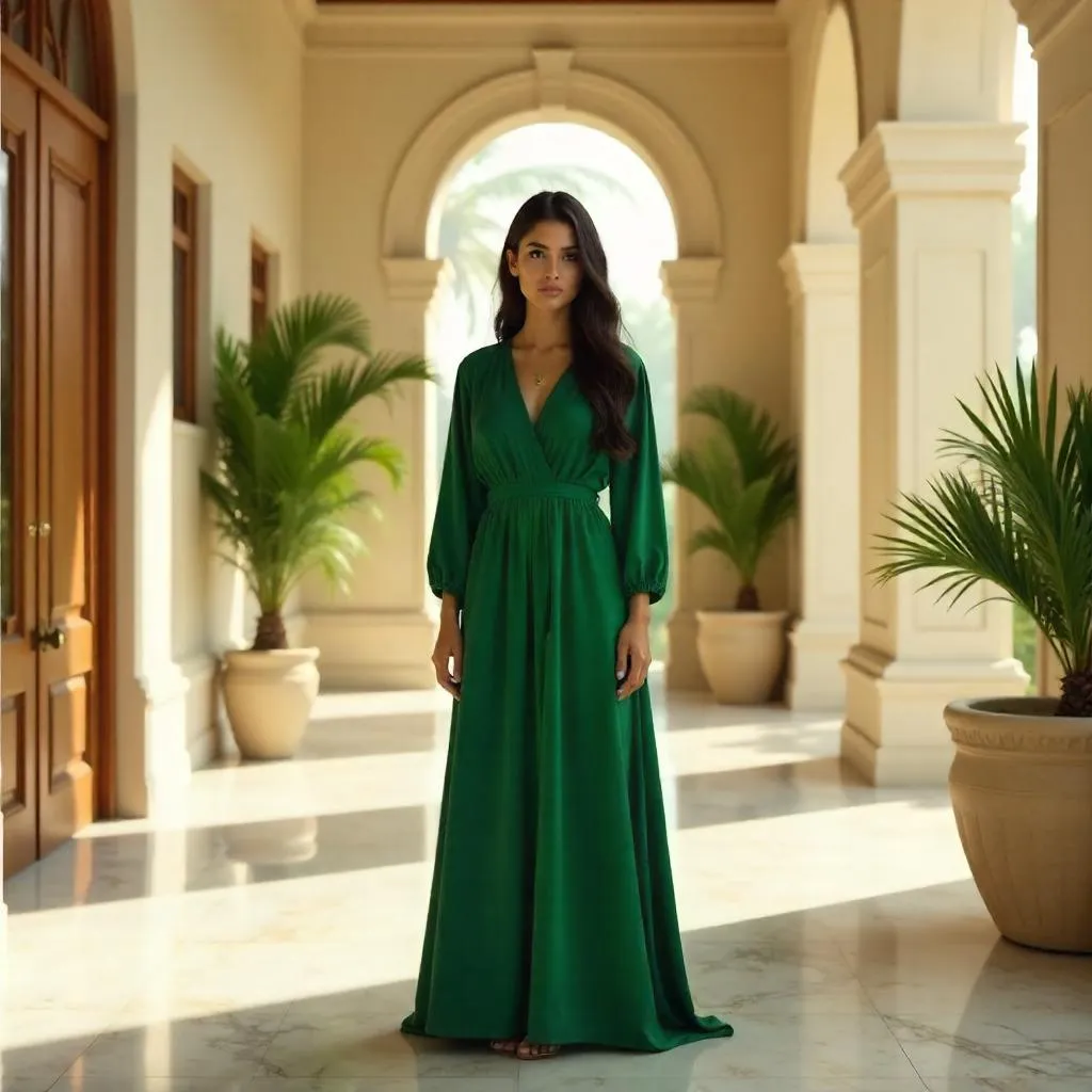 Sunny Portrait of a Young Middle Eastern Woman in a Villa