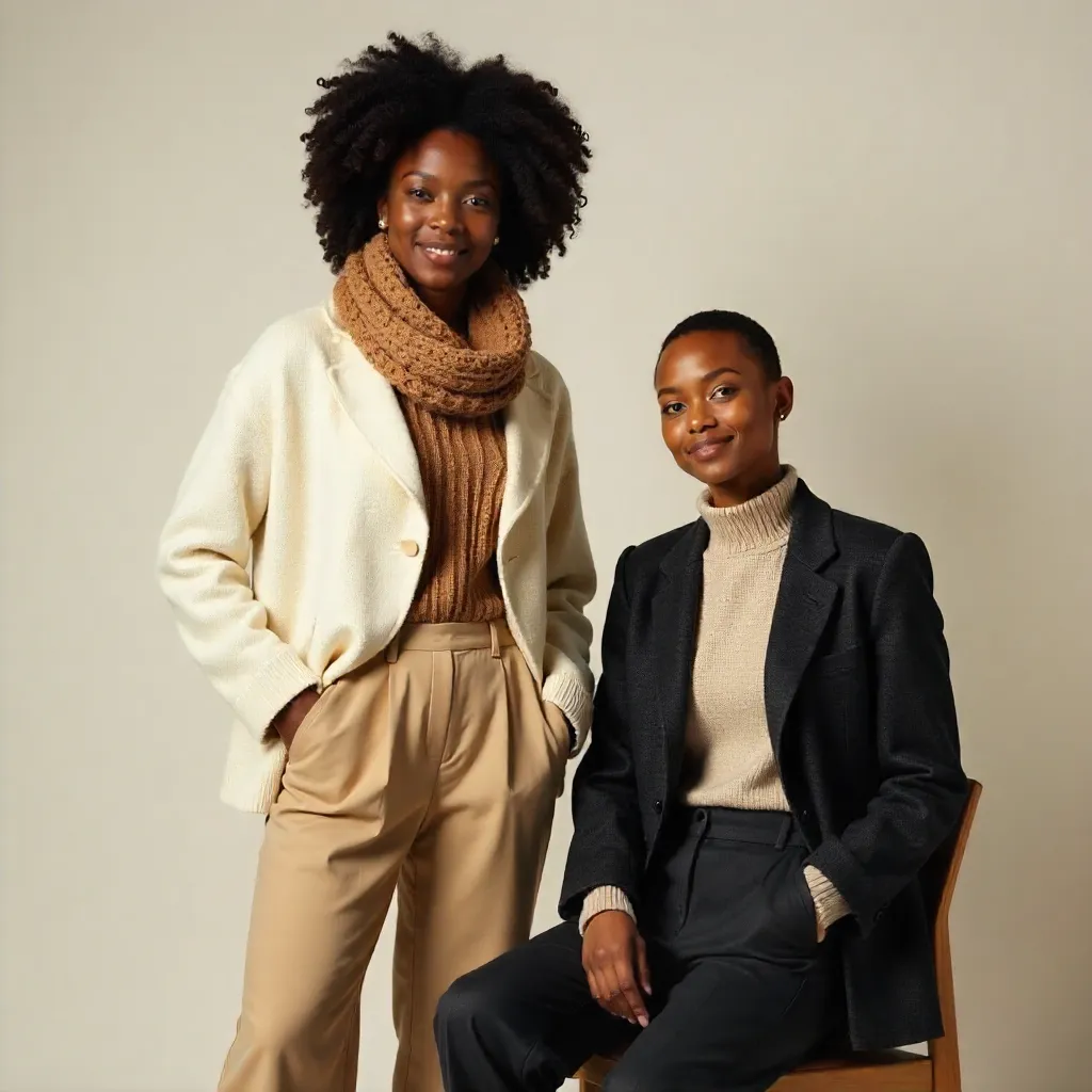 Cozy Couture Duo: Modern Studio Portrait