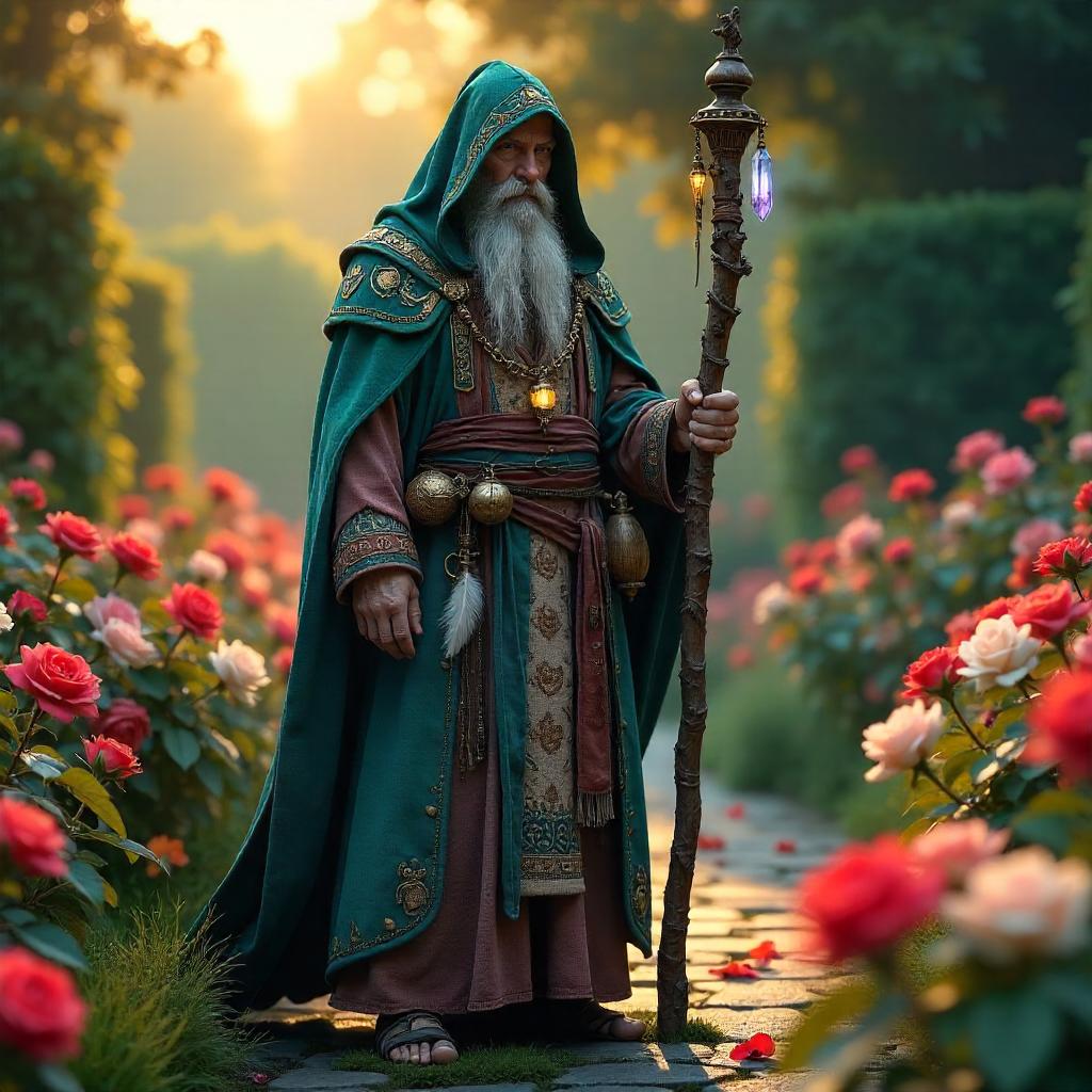 Shaman in a Rose Garden: a 3D Render