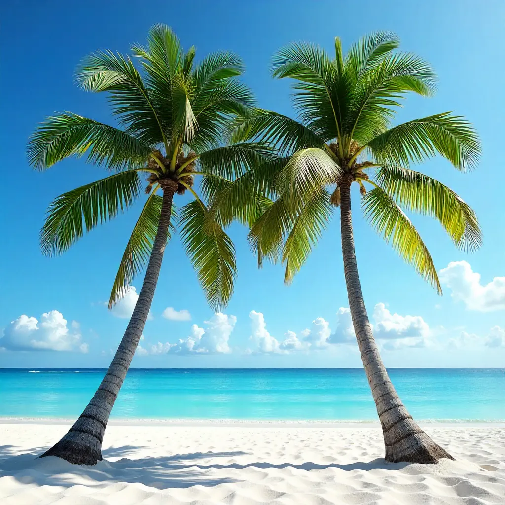 Two Palm Trees Under a Serene Blue Sky