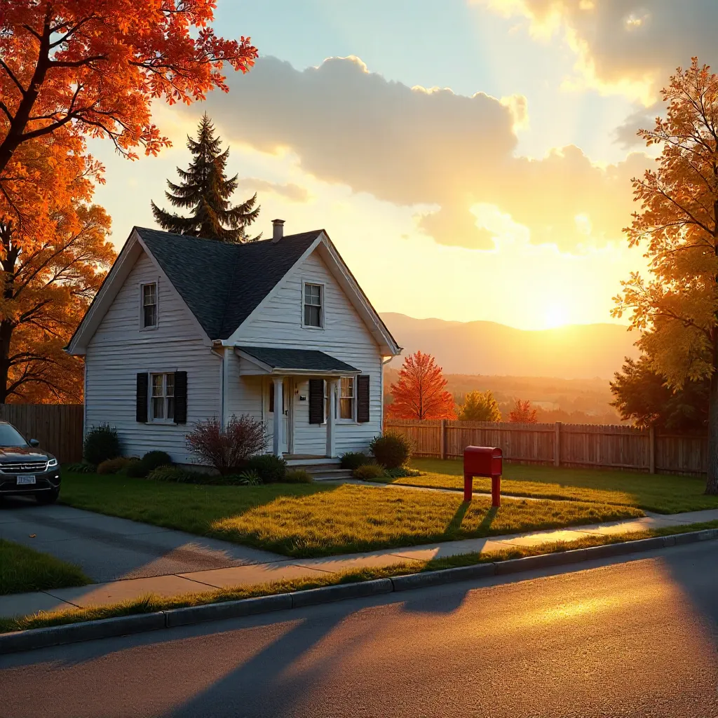 Golden Hour Suburban Scene in Sainte-Agathe-des-Monts