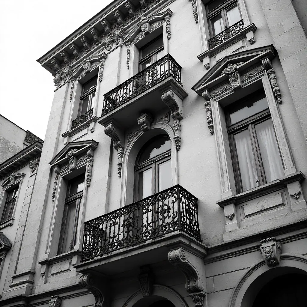 Elegant Vintage Facade in Black and White