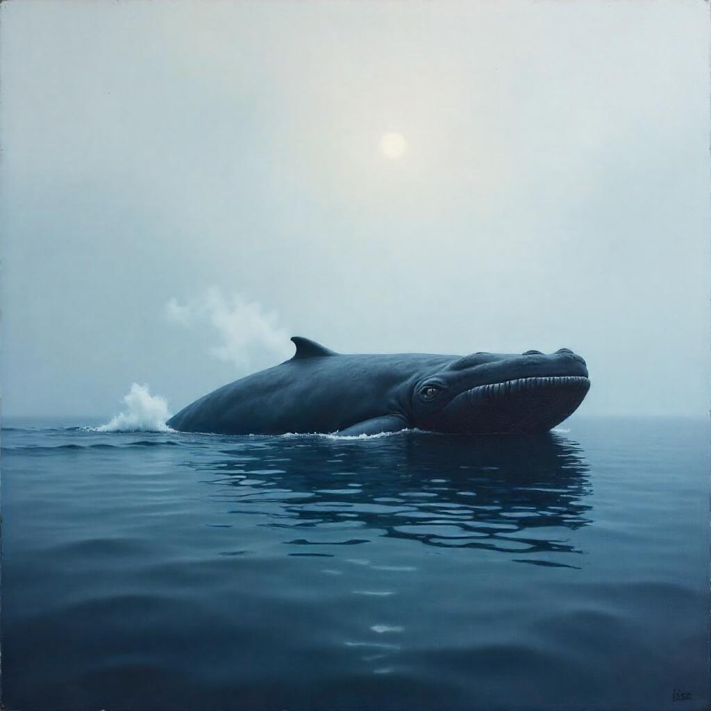 Whale in Dense Fog: An Oil Painting