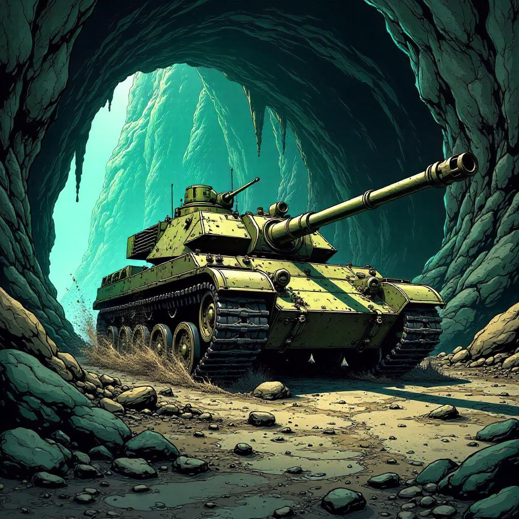 Halftone Tank Siege in a Mossy Cave