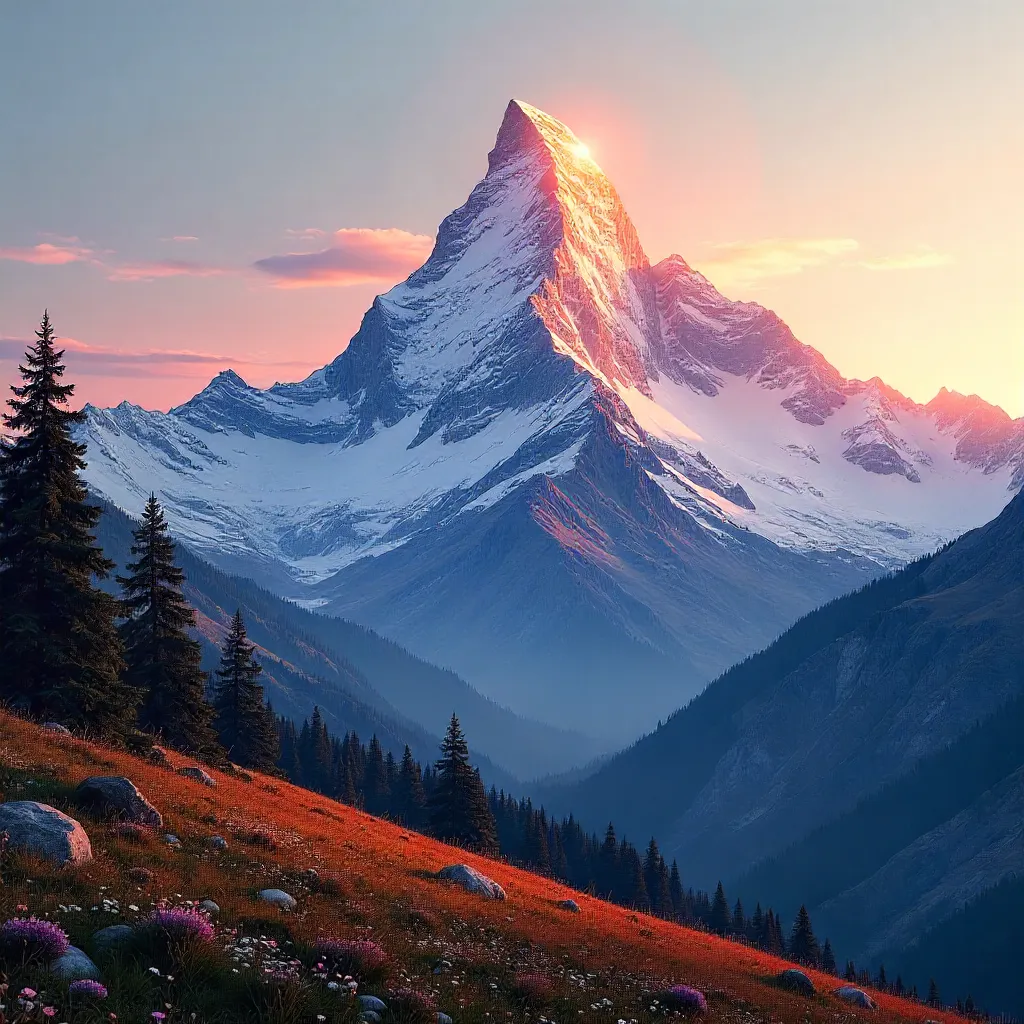 Alpine Sunrise over Snow-Capped Peak
