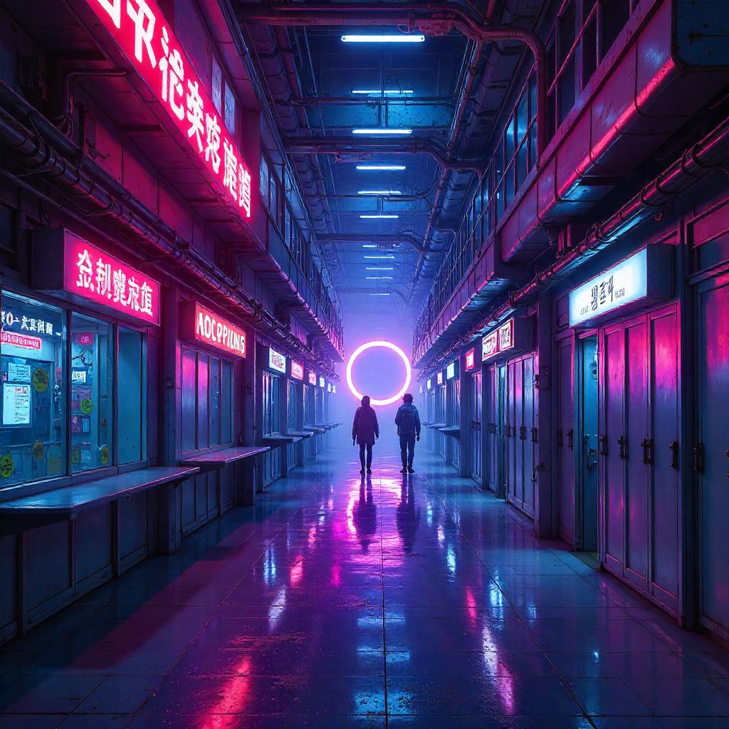 Neon Black Hole in a Cyberpunk School