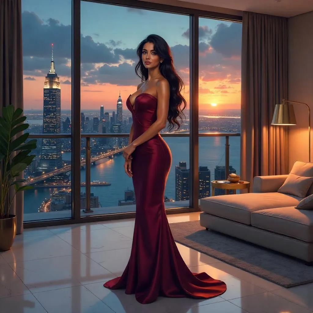 Elegant Latina in an Anime Penthouse