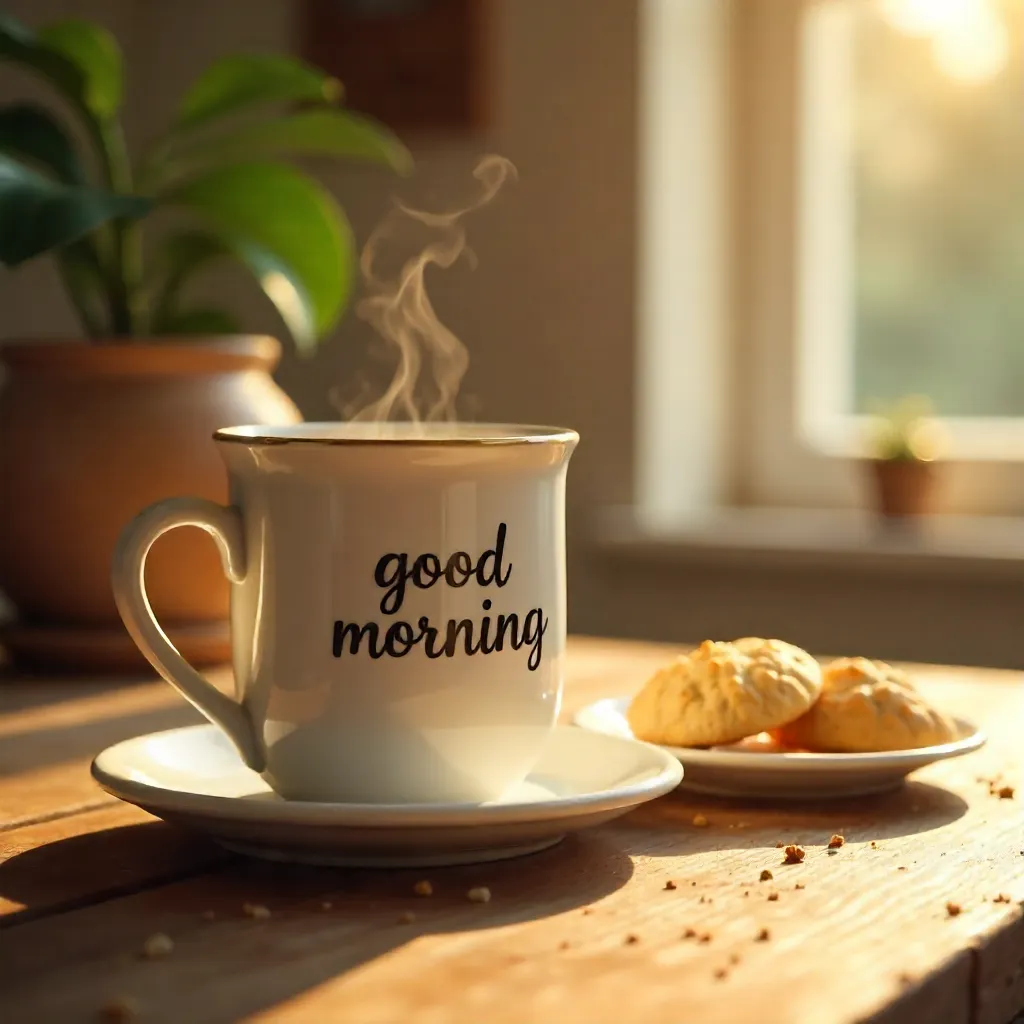 Cozy Morning Brew: Coffee, Biscuits, and Warm Light