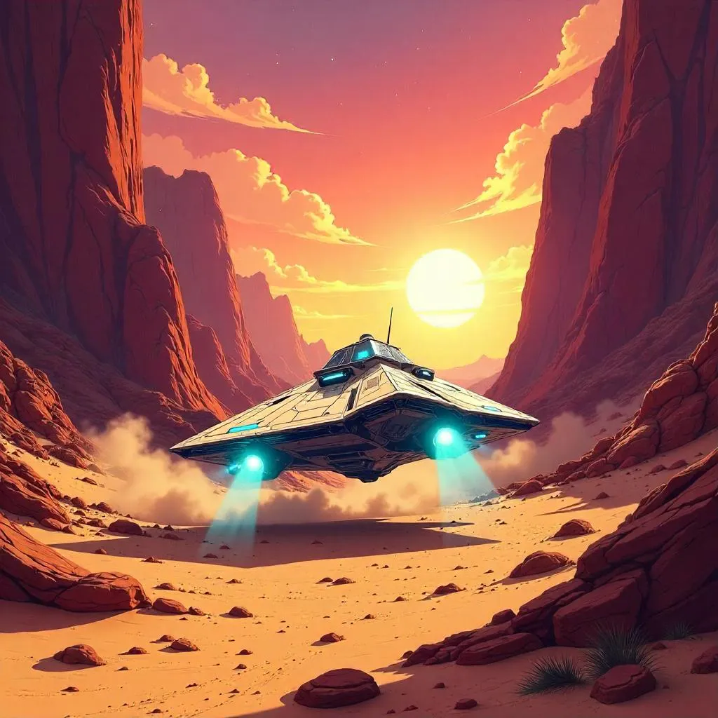 Desert Canyon Starship in Anime Cel-Shading
