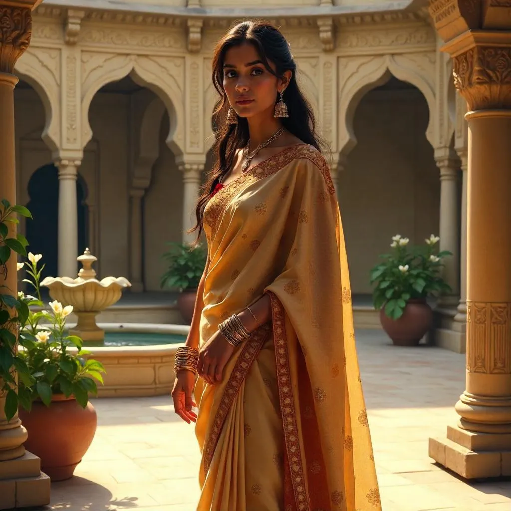 Courtyard Concept Art: Indian Woman in Saree