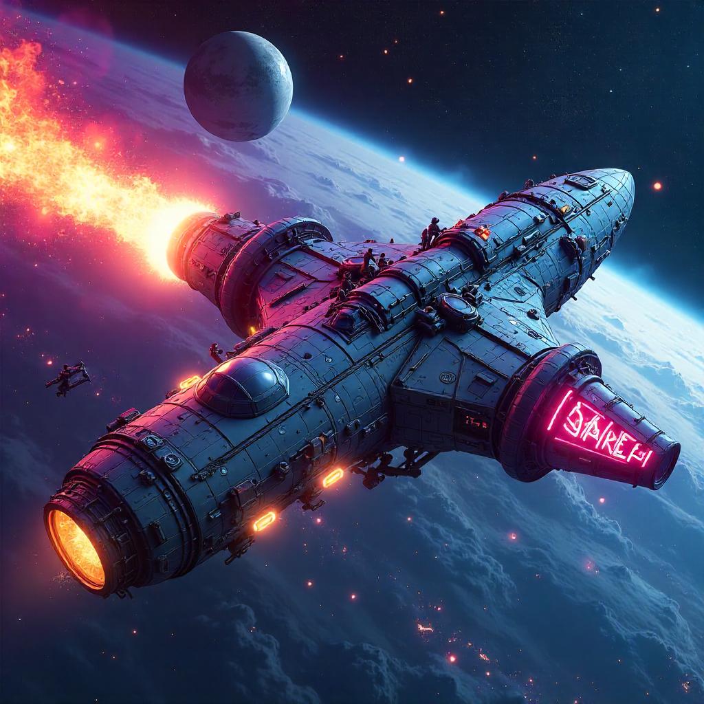 Neon Meteor Overdrive on a Cyberpunk Space Station