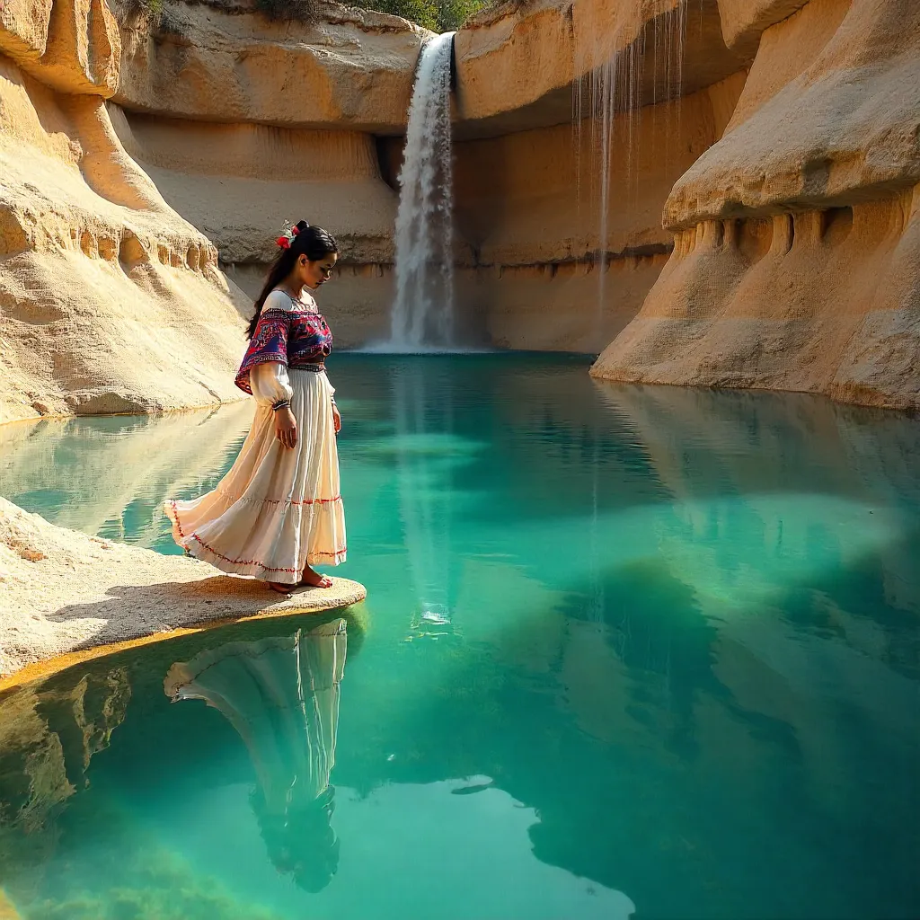 Reflection of a Dancer at Hierve el Agua, Oaxaca