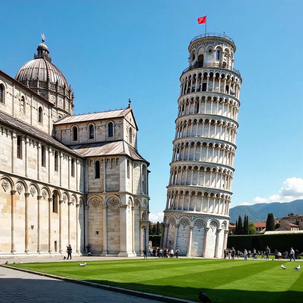 Leaning Tower of Pisa with Adjoining Building, Tuscany