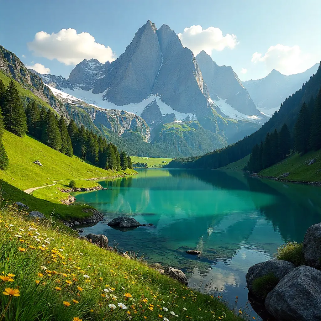 Summer Majesty: Austrian Alps with Snow Patches
