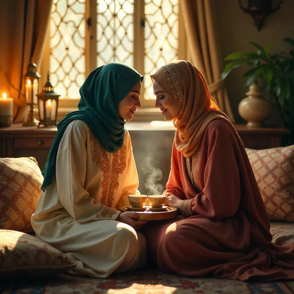 Two Hijab-Clad Women in a Tranquil Moment